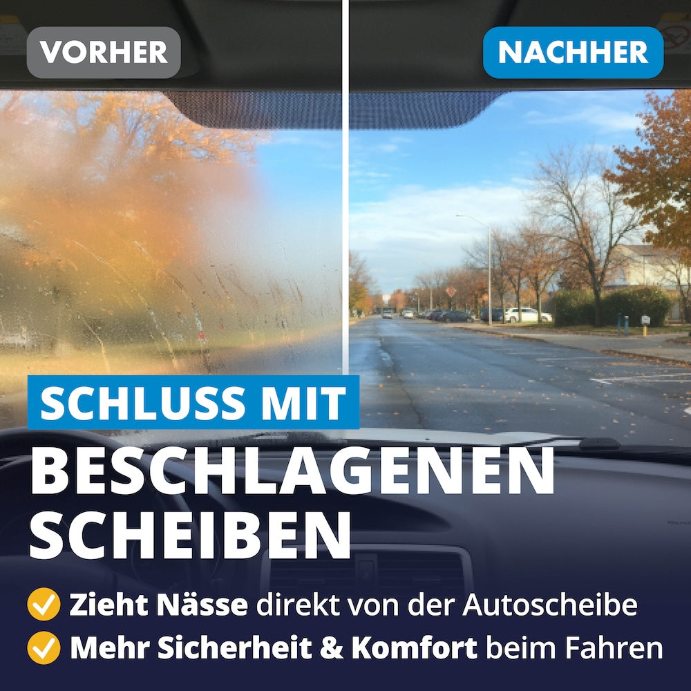 Klare Sicht in Sekunden=>Ein Wisch genügt: Der extrem saugstarke Schwamm zieht Nässe sofort von der Scheibe. Maximal effizient, unfassbar praktisch – für beschlagfreie Sicht und absolute Sicherheit.