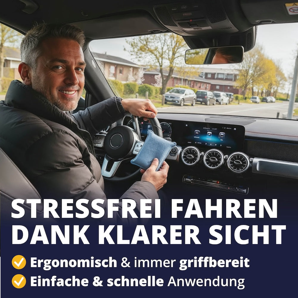 Dein Helfer im Auto=>Der ergonomische Schwamm liegt sicher in der Hand, ist kompakt gebaut und passt in jedes Handschuhfach. Immer zur Stelle für klare Sicht in Sekunden.