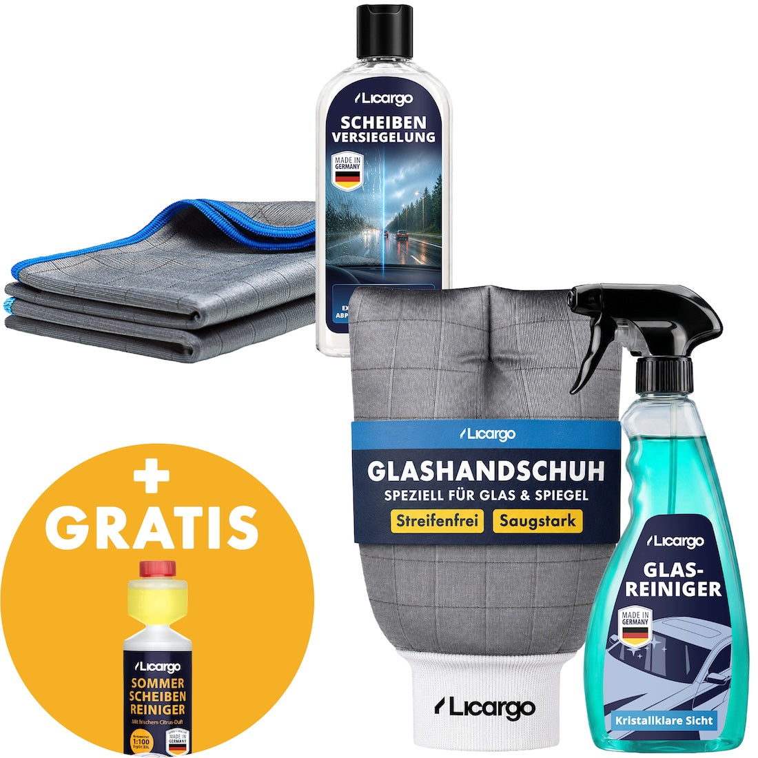 Die Lösung für klare Scheiben=>Für alle, die genug haben von Schlieren und Regenfilm: Dieses Set bringt kristallklare Sicht, langanhaltenden Schutz und spürbar leichteres Fahren.