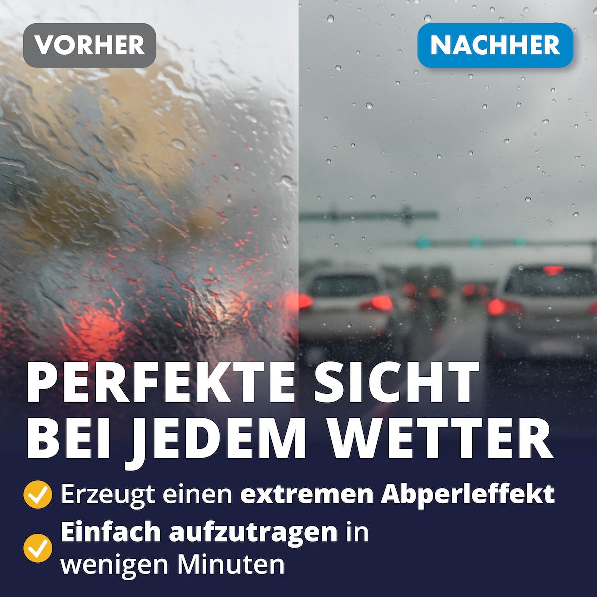 Maximale Sicherheit=>Erlebe unschlagbare Klarheit selbst bei Regen, Schnee und Dunkelheit. Die innovative Versiegelung erzeugt einen unfassbar starken Abperleffekt – effizient, streifenfrei und in Minuten aufgetragen.