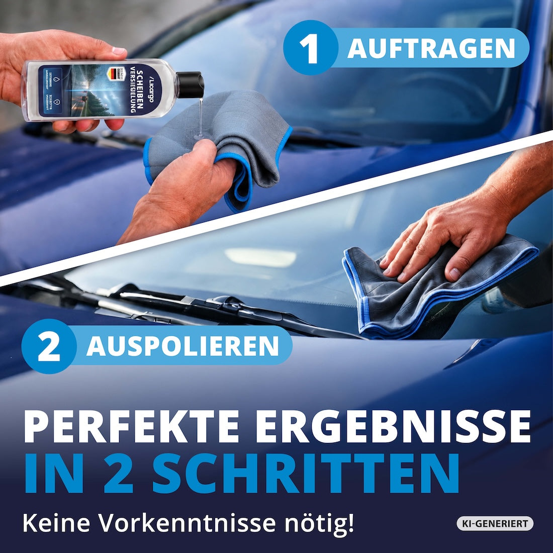 Versiegelt in wenigen Minuten=>In nur wenigen Schritten erzielst Du ein unfassbar starkes Ergebnis. Auftragen, abwischen, fertig – Deine Scheibe ist in Minuten versiegelt und wochenlang geschützt.