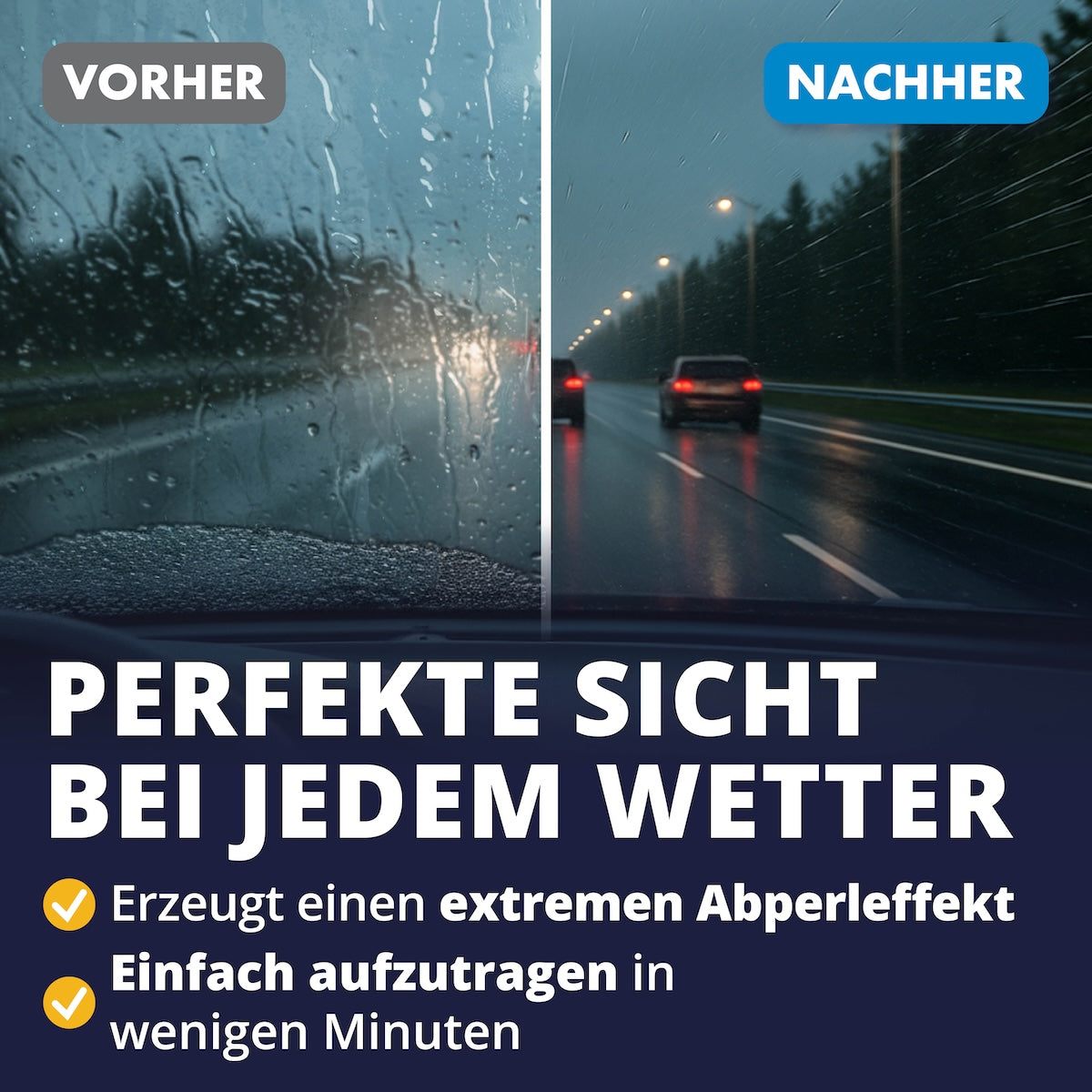 Unschlagbare Sicherheit=>Erlebe maximale Klarheit selbst bei Regen, Schnee und Dunkelheit. Die innovative Versiegelung erzeugt einen unfassbar starken Abperleffekt – effizient, streifenfrei und in Minuten aufgetragen.