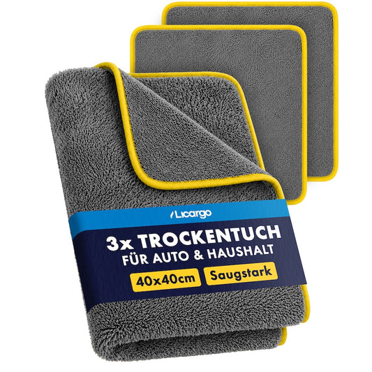 Ultra saugstark=>Unsere Trockentücher mit 600GSM nehmen das 11-fache ihres Eigengewichts an Wasser auf und trocknen Dein Auto mühelos.