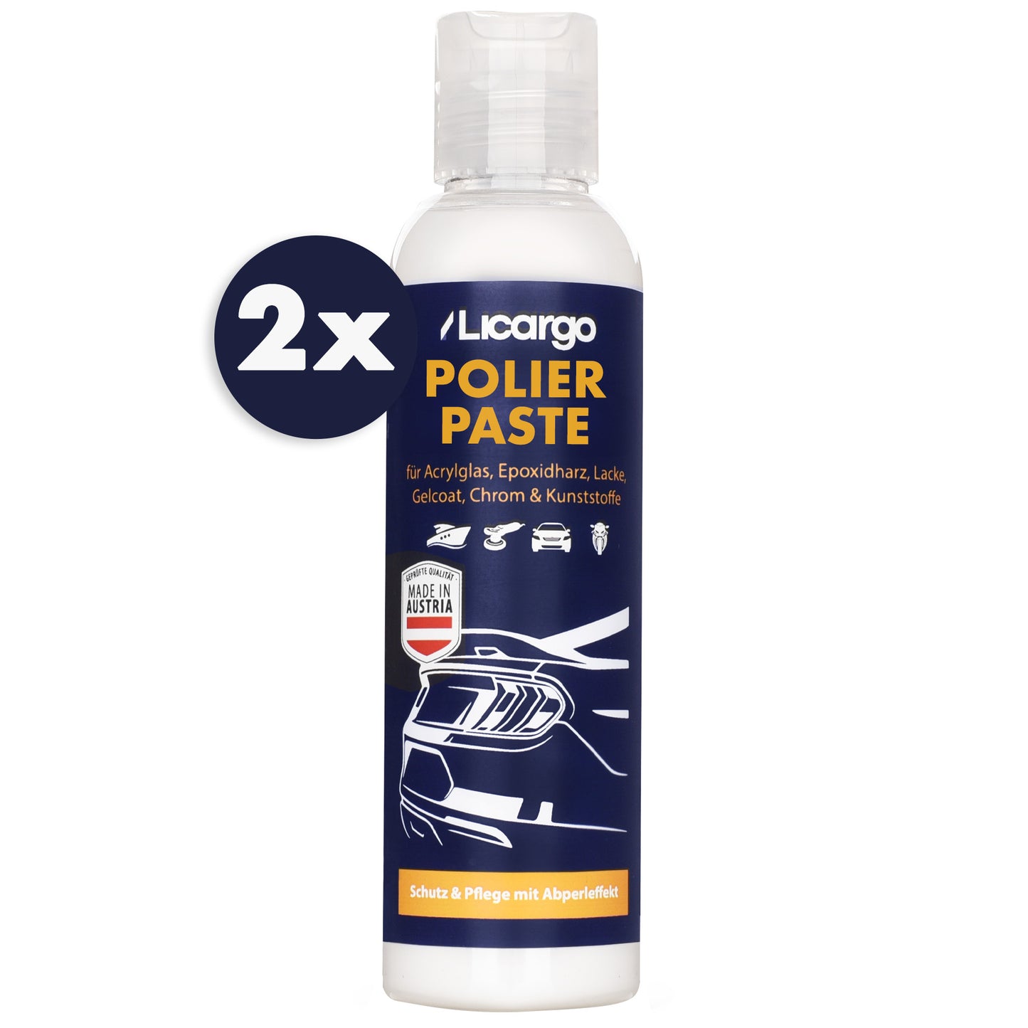 Universal Polierpaste=>Unsere Universal-Polierpaste überzeugt durch ihre vielseitige Anwendbarkeit. Ob im Bereich Auto, Motorrad, Boot oder Fahrrad, sie liefert stets erstklassige Ergebnisse.