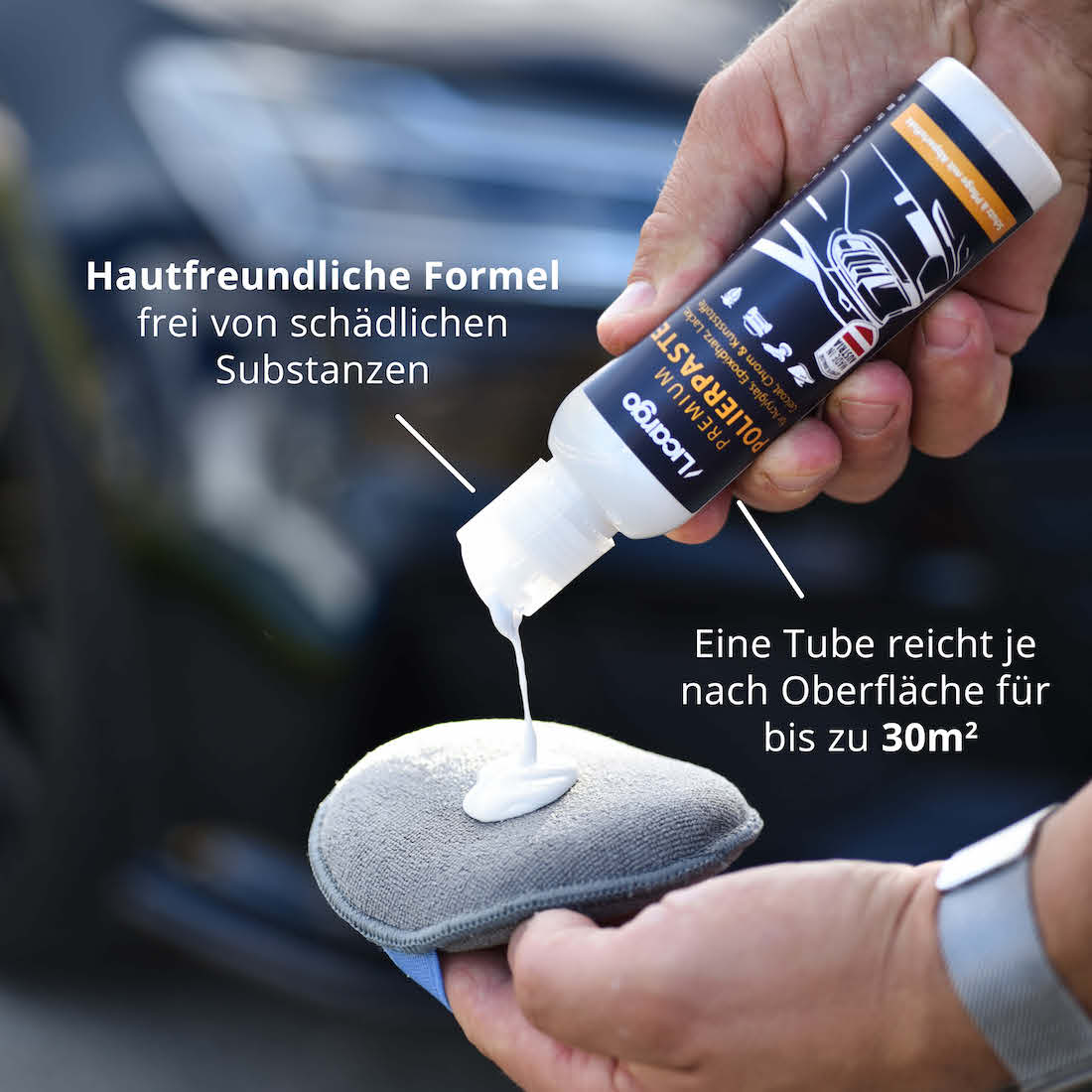 Besonders ergiebig=>Mit einer Tube unserer Polierpaste kannst Du bis zu 30 Quadratmetern bearbeiten. Um optimale Ergebnisse zu erzielen, empfehlen wir Dir unsere Handpolierschwämme.