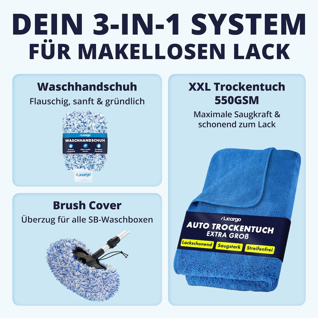 Professionelle Lackpflege=>Erlebe eine revolutionäre Fahrzeugwäsche mit System. Reinige gründlich per Hand oder in der Box und trockne blitzschnell für einen ultimativen Showroom-Glanz ohne Wasserflecken.