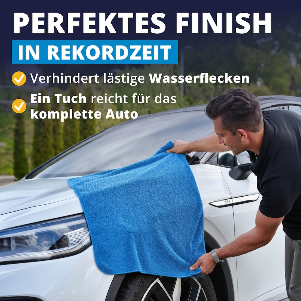 Ultrastarkes Trocknen=>Mit bis zu 1,5 Litern Wasseraufnahme und innovativen Twisted-Loop Fasern liefert das Tuch ein extrem schnelles, streifenfreies Ergebnis – in einem Durchgang.