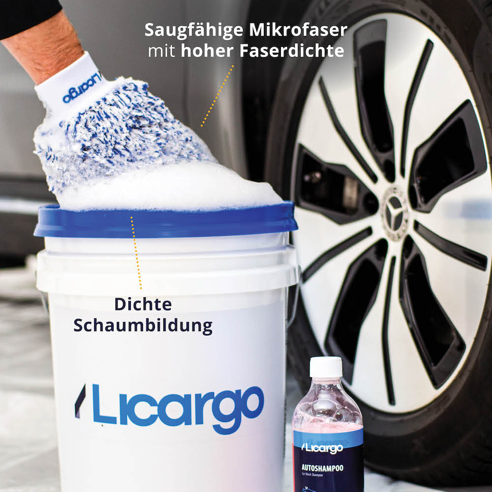 Extrem Saugstark=>Die ultraweichen Mikrofasern des Waschhandschuhs und des Brush Covers reinigen Dein Auto besonders schonend.