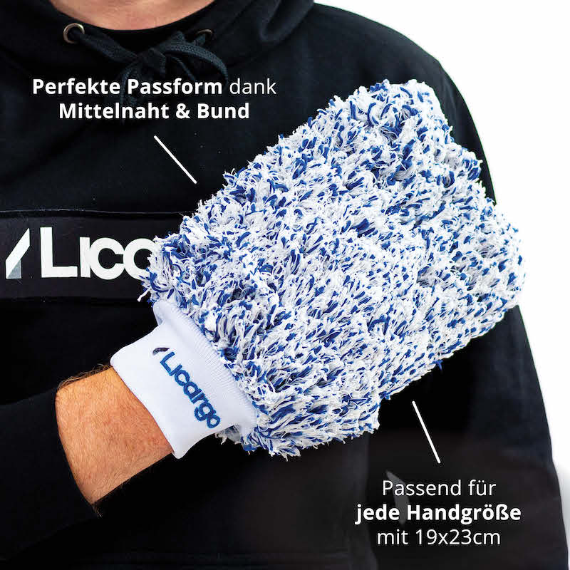 Passend für jede Hand=>Dank Mittelnaht und elastischem Bund sitzt der Waschhandschuh sicher an jeder Handgröße und sorgt für optimale Kontrolle.
