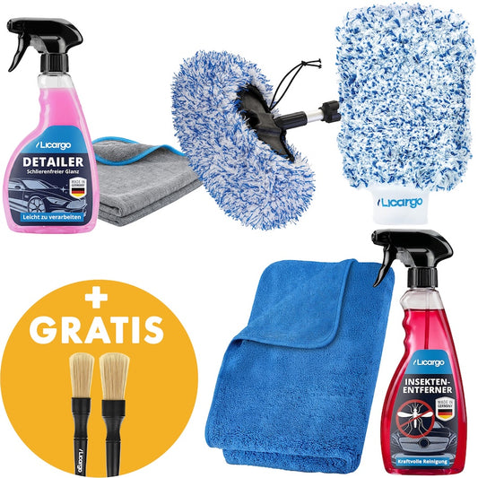 Perfekte Wäsche ohne Stress=>Das 4-in-1 Waschbox-Set liefert sofort sichtbaren Spiegelglanz. Schnelle Anwendung, komplett kratzerfrei und ideal für eine sichere, lackschonende Autowäsche ohne Rätselraten.