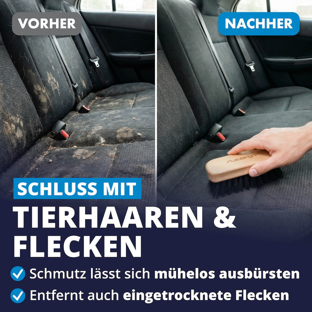 Sichtbare Reinigungsergebnisse=>Mit der Bürste lassen sich hartnäckige Verschmutzungen gezielt bearbeiten. Besonders bei Polstern, Teppichen oder Sitzen wird der Unterschied schnell sichtbar.