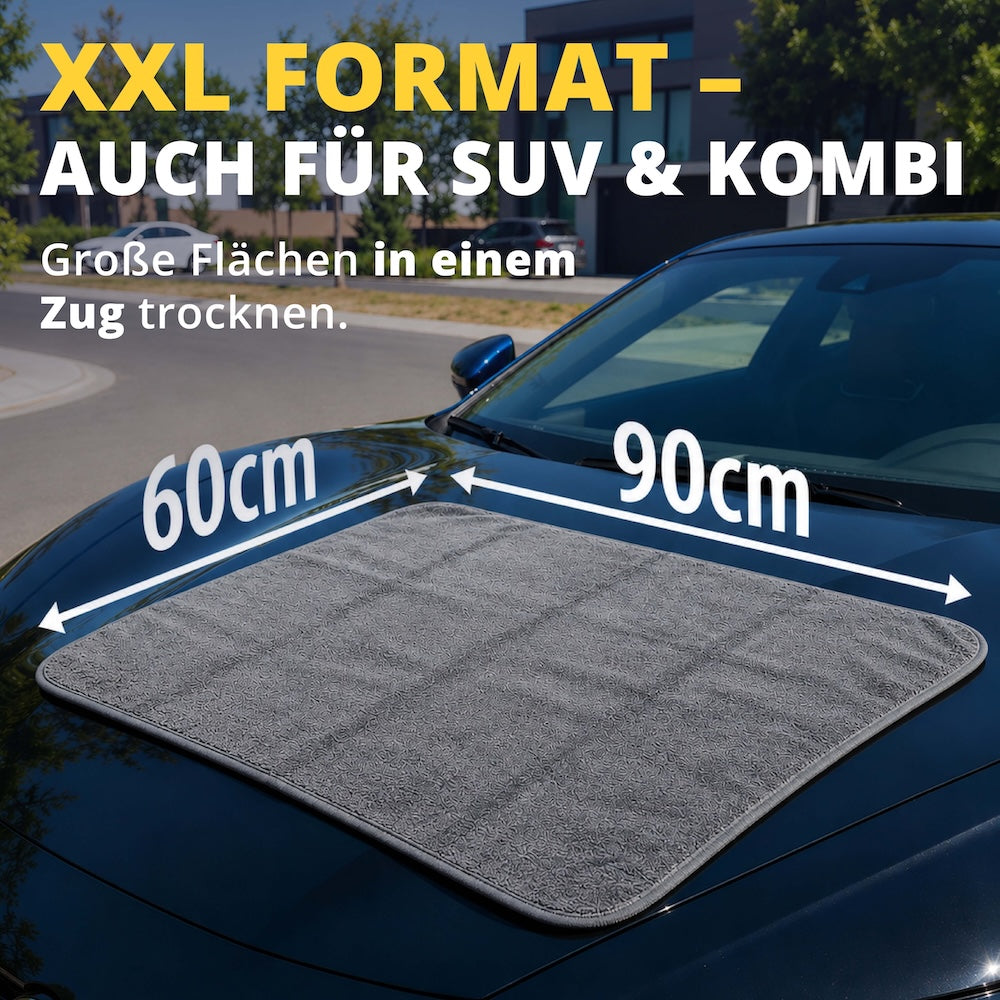 Durchdachtes Design=>Mit perfekt abgestimmter Größe lässt sich das Tuch leicht führen und trocknet jede Fläche effizient. Für makellose Ergebnisse ohne Wasserflecken.