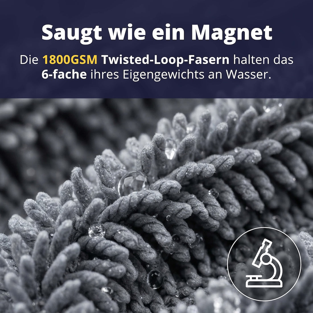 Kratzfreies Twisted-Loop-Gewebe=>Aus 88% Polyester und 12% Polyamid gleitet das Tuch sanft über empfindliche Oberflächen und schont den Lack zuverlässig.