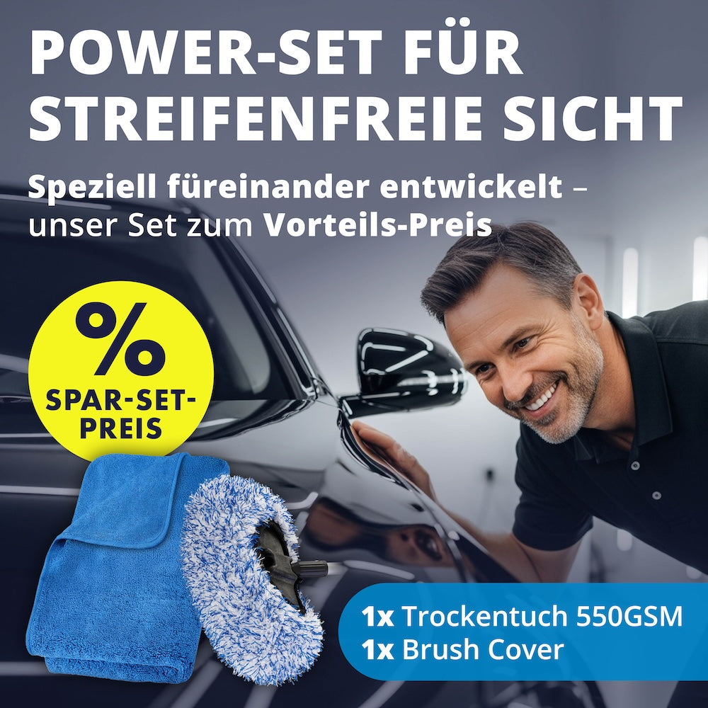 Ultimatives Power-Duo=>Hol dir die ideale Kombination für dein Auto. Der innovative Bürstenüberzug und das extrem saugstarke Trockentuch garantieren dir ein makelloses Finish – perfekt kombiniert und stark reduziert.