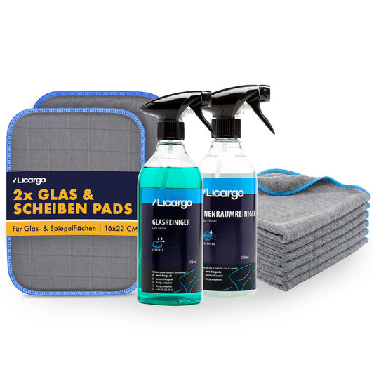 Sauber, frisch & glasklar=>Das ideale Set für einen sauberen Fahrzeug Innenraum und streifenfreie Autoscheiben.