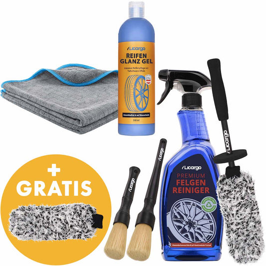Alles aus einer Hand=>Mit diesem Spar Set bist Du bestens ausgerüstet um Deine Felgen und Reifen wieder wie neu aussehen zu lassen!