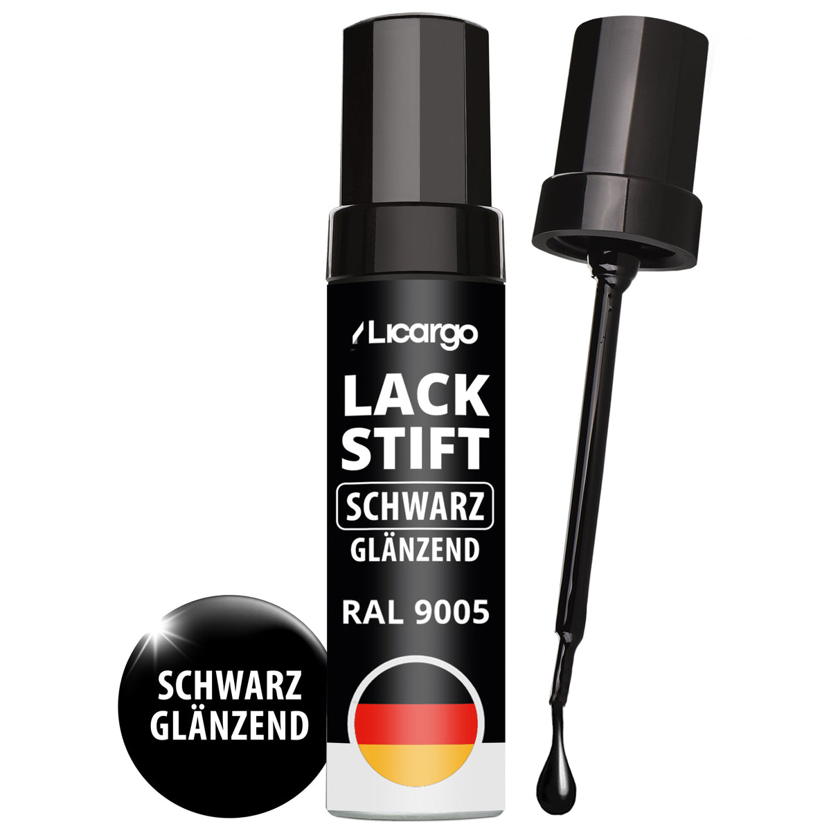 Lackstift Schwarz Glänzend - RAL 9005, 12 ml