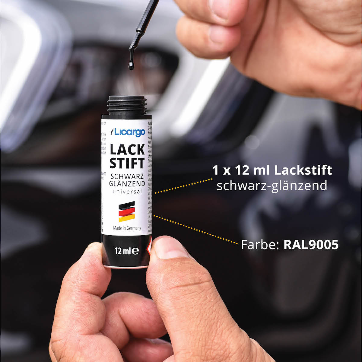 Lackstift Schwarz Glänzend – RAL 9005, 12 ml | LICARGO – Licargo ...