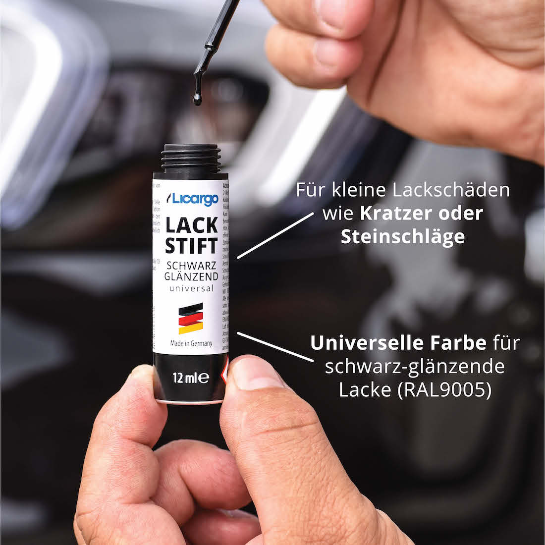 Universales schwarz=>Lieferumfang: 1x Lackstift Schwarz Glänzend - 12 ml