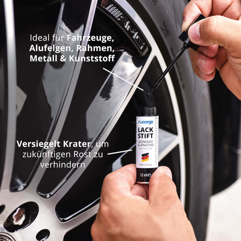 Vielseitige Anwendung=>Unser Lackstift eignet sich nicht nur für Fahrzeuge, sondern auch für Alufelgen, Rahmen, Metall und Kunststoff. Er kaschiert Kratzer und versiegelt sie gleichzeitig, um zukünftige Rostbildung zu verhindern.