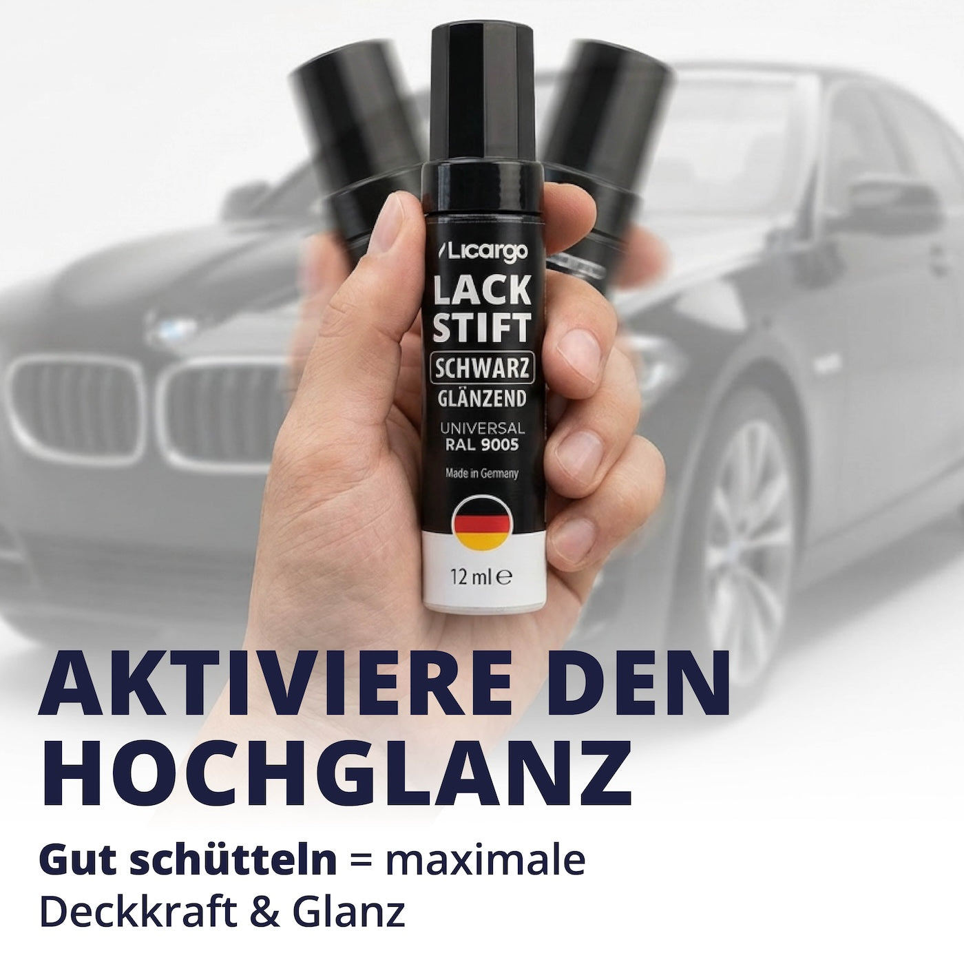Schütteln, auftragen, fertig=>Kräftiges Schütteln aktiviert die Pigmente für gleichmäßigen Glanz und optimale Deckkraft. So entfaltet der Lack sein volles Reparaturpotenzial.